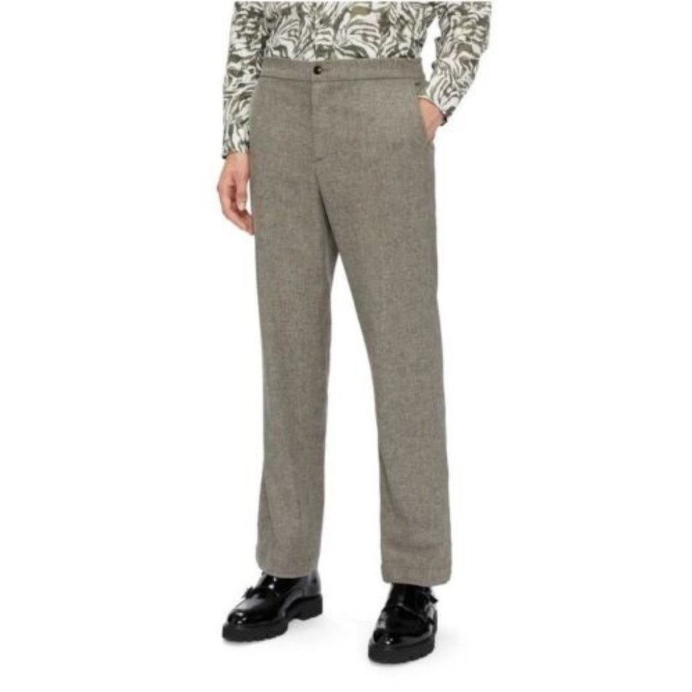 Ted Baker NWOT Shuttle Flannel Relaxed Trousers Pants Brown Sz 36R